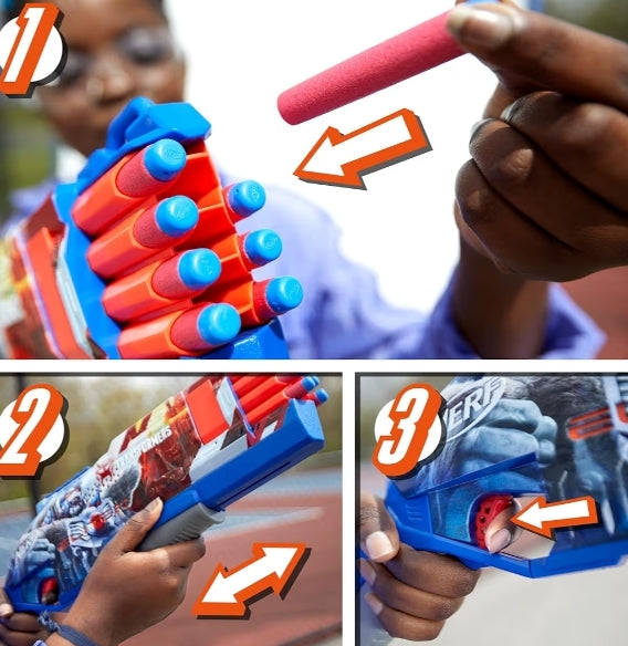 NERF Transformers Optimus Primal Dart Blaster w/ 16 Elite Darts Toy Foam Blasters
