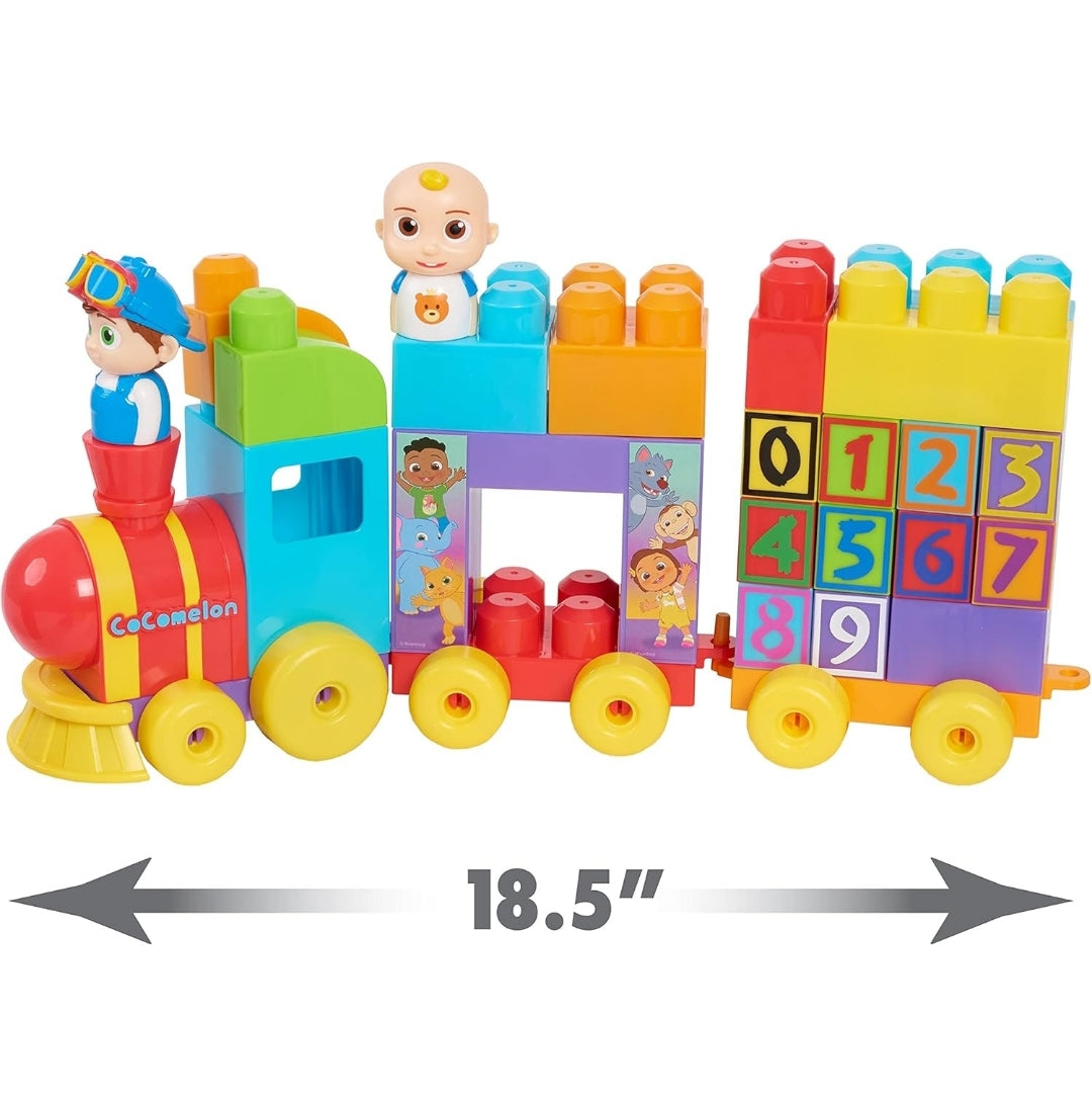 CoComelon Stacking Train, 40 Piece Large Building Block Set, 2 Figures, Colors, Numbers, Officially Licensed Kids Toys for Ages 18 Month by Just Play