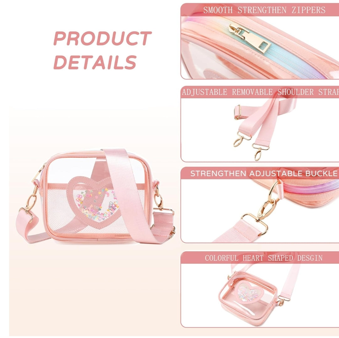 Clear Crossbody Bag for Women Girls Kids Purse Toddlers Shoulder Messenger Handbags Transparent Bags Wallet Pouch