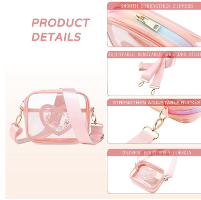 Clear Crossbody Bag for Women Girls Kids Purse Toddlers Shoulder Messenger Handbags Transparent Bags Wallet Pouch