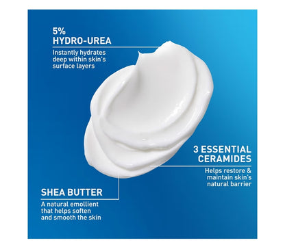 CeraVe Intensiewe Bevogtigende Room, Liggaamsbevogtiger m/ Karitébotter, 72H Hidrasie + Velversperringsherstel - 19oz