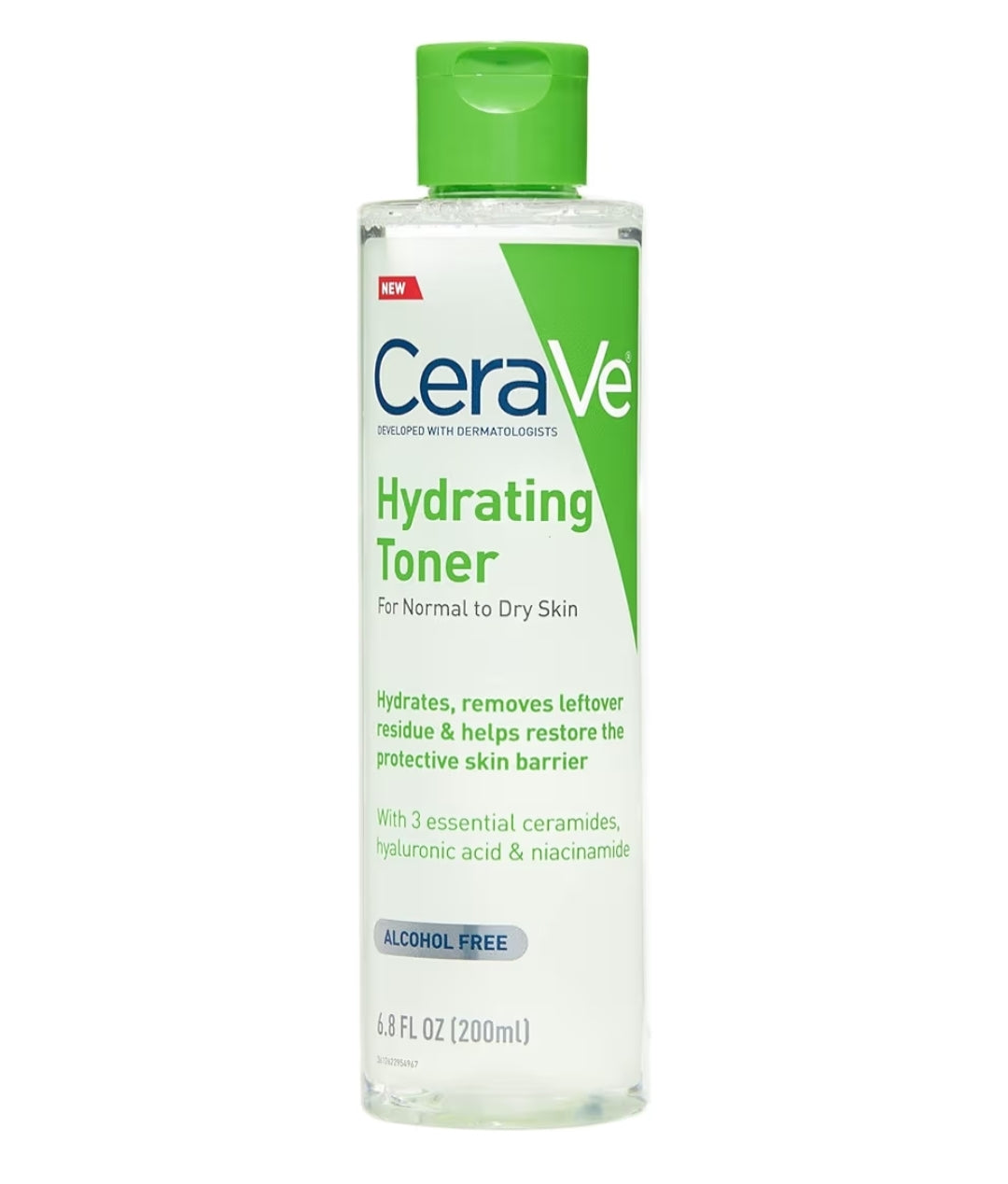 CeraVe Hidraterende Tonikum vir Gesig Nie-Alkoholies met Hialuronzuur, Niasienamied en Seramiede vir Sensitiewe Droë Vel, Reukloos (6.8 Fl Oz)