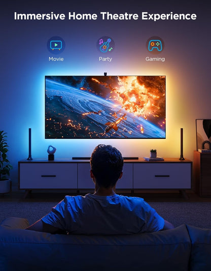 Govee TV Backlight 3 Lite Kit, 11.8ft RGBICW Wi-Fi TV LED Strip Lights for 55-65in TVs with Camera and 15 Inches Smart Light Bars with 4-in-1 Light Beads - Works with Alexa & Google Home