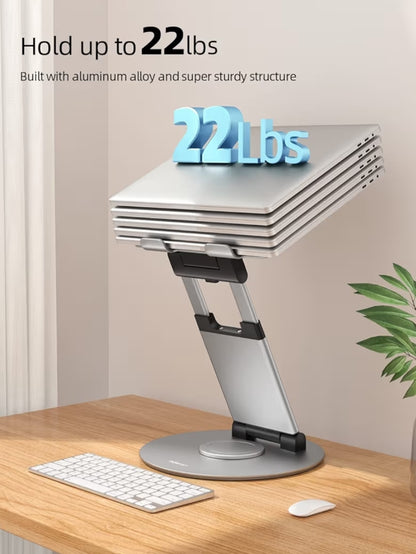Teleskopiese 360 Roterende Skootrekenaarstaander vir lessenaar Verstelbare Hoogte Swivel Uitskuifontwerp Ergonomiese Skootrekenaarverhoger Pas alle 10-17" – Silwer