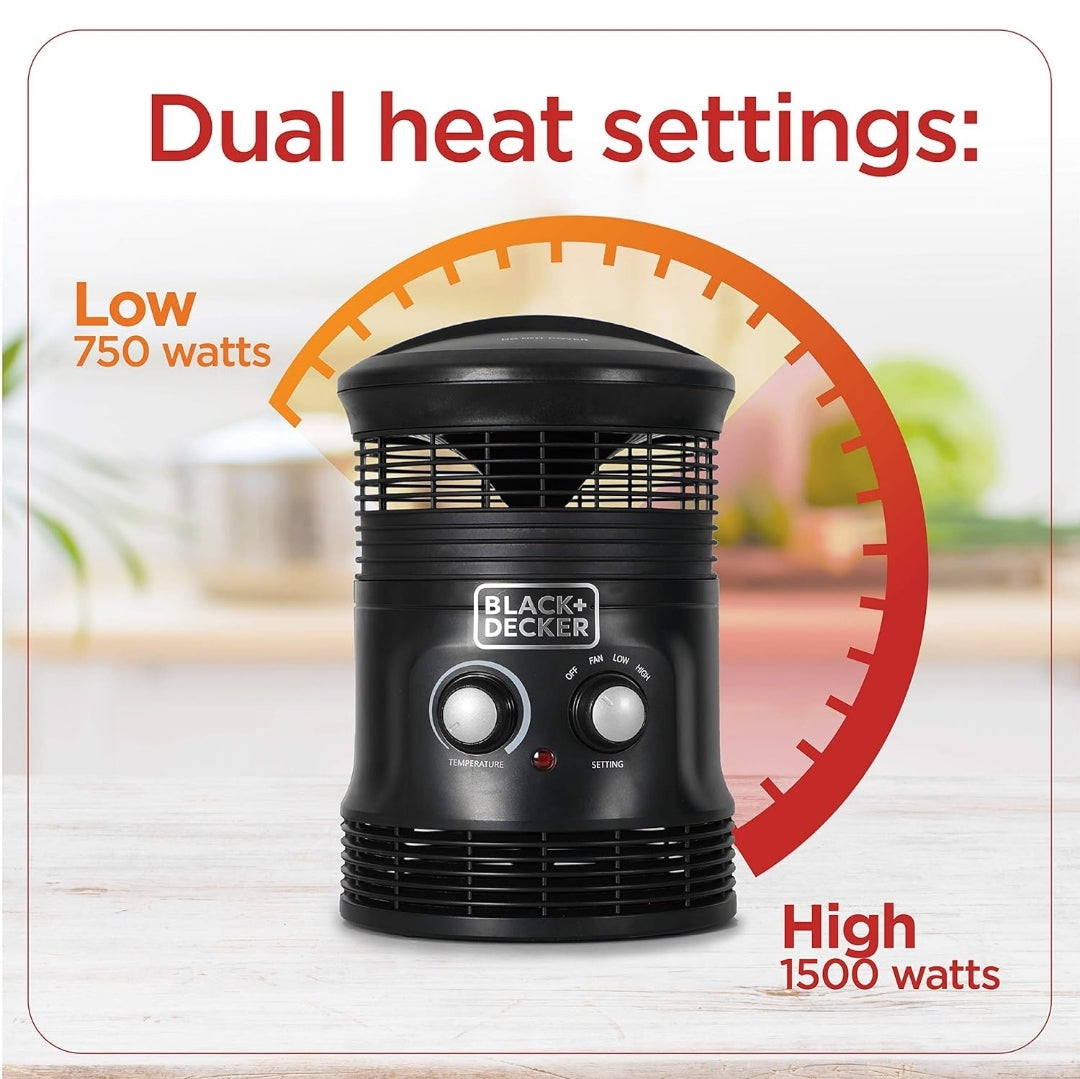 Black+Decker 360˚ Portable Heater Fan Combo 2in1 Personal Mini Space Heater
