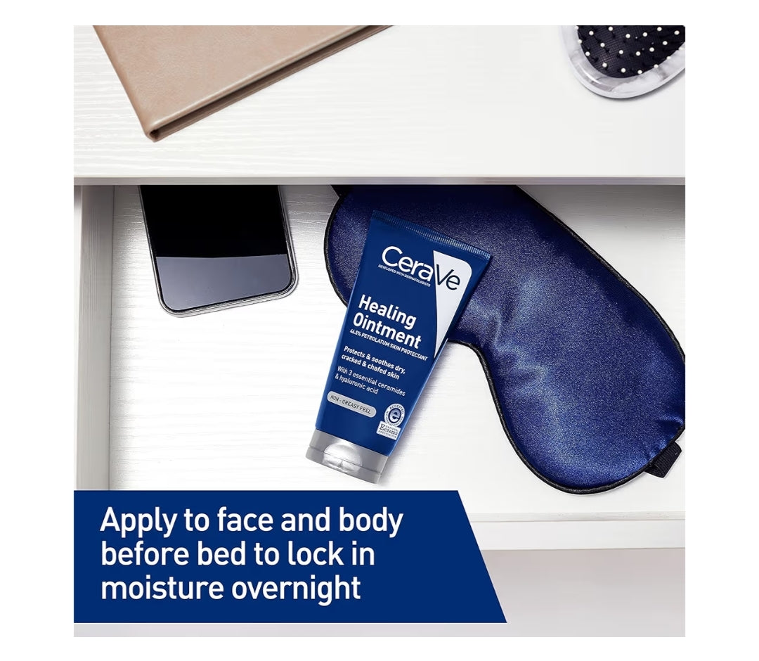 CeraVe Healing Ointment, Hydraterende Velbeskermer met Petrolatum, Hialuronzuur & Smering Vry & Lanoline Vry (85 g)