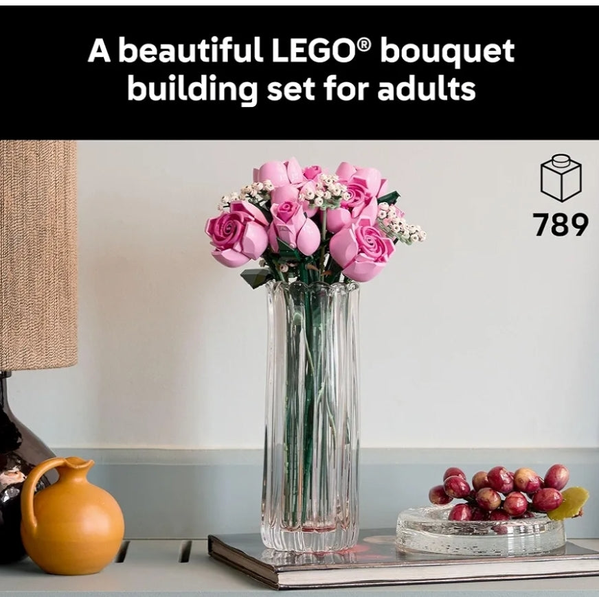 LEGO Botanicals Ruiker Pienk Rose Kunsblomme – Boublokke – Blomme vir Huis- of Kantoordekor, Rak of Kamerdekor