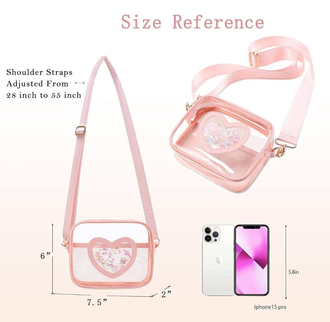 Clear Crossbody Bag for Women Girls Kids Purse Toddlers Shoulder Messenger Handbags Transparent Bags Wallet Pouch