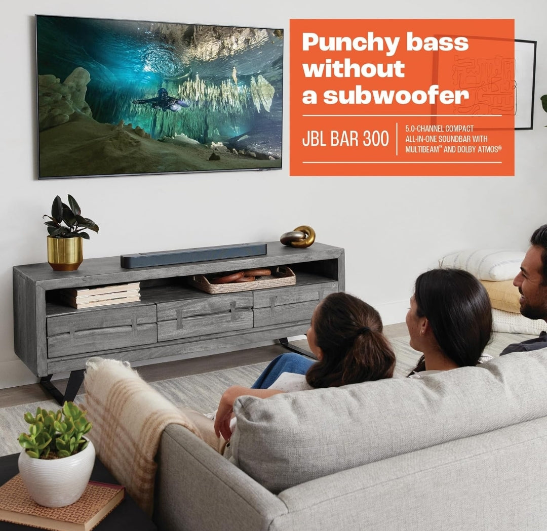 JBL Bar 300: 5.0-Channel Compact All-in-one soundbar with MultiBeam™ - Black