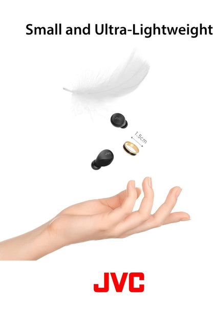 JVC Kompakte en Liggewig Gumy Mini Ware Draadlose Oorfone, Lang Batterylewe (tot 23 Uur), Klank met Neodymium Magneet Drywer, Waterweerstand (IPX4) - HAA6TB (Swart)