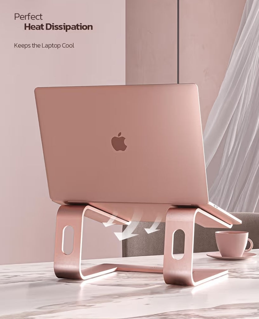 Skootrekenaarstaander, Ergonomiese Afneembare Aluminium Verhoogstuk Notaboekhouer Versoenbaar met MacBook Air Pro, Dell XPS, HP, Lenovo 10-16” - Roosgoud