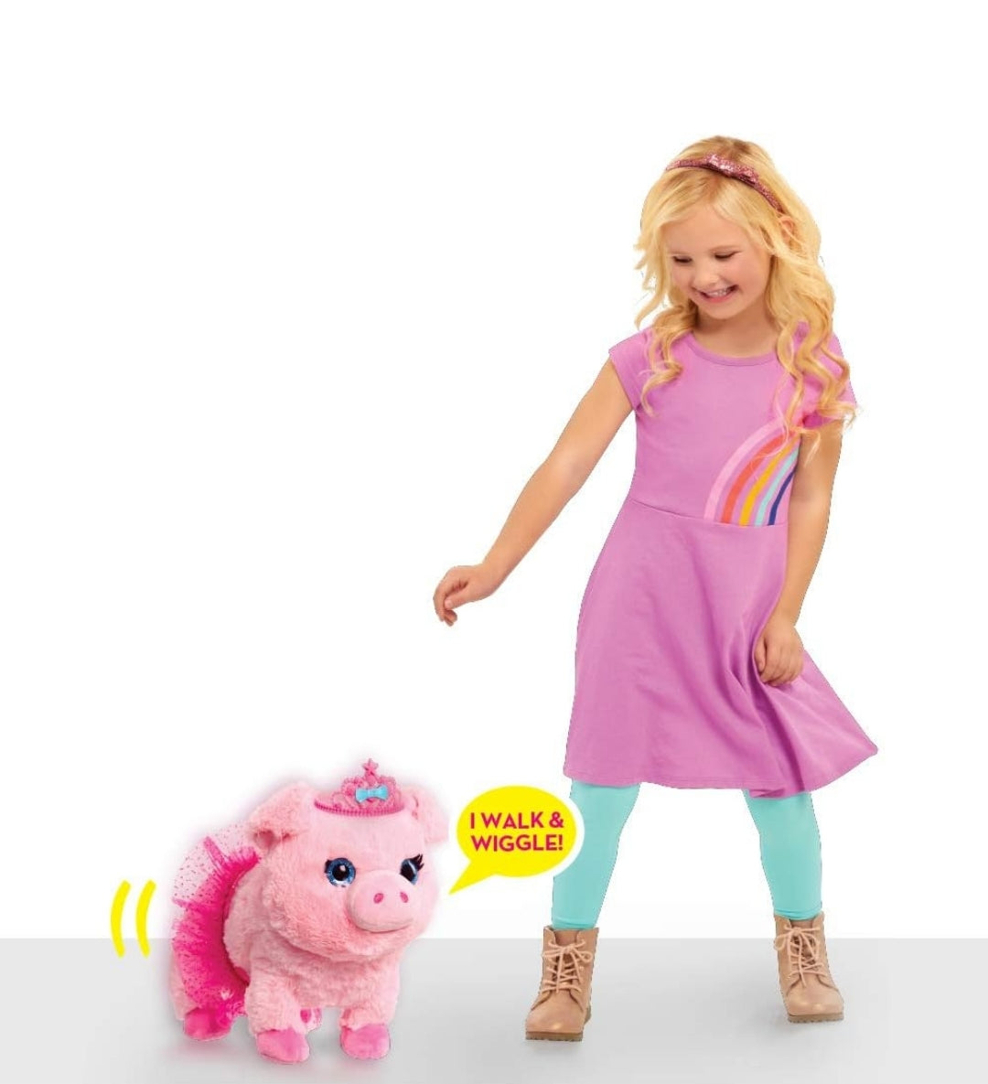 Just Play Barbie Dance & Prance 9.5-inch Piggy Plush Stuffed Animal, Includes 5 Plug and Play Charms, Pink, Kids Toys for Ages 3 Up