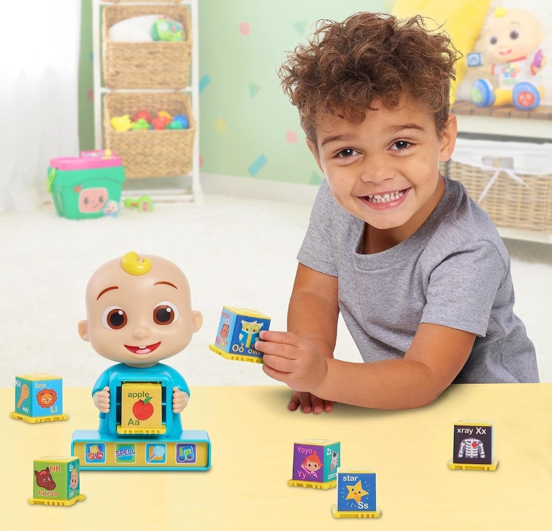 Just Play CoComelon JJ Phonics Fun Interactive Learning and Education Toy, 4 Modes of Play, Animal Dance Song, Spelling, 9-Pieces, Kids Toys for Ages 18 Month