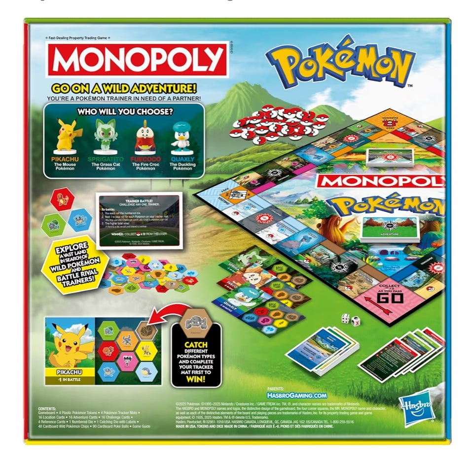 Monopoly Pokémon Edition Board Game - Ages 8 and Up (2 to 4 Players) Fun Family Games