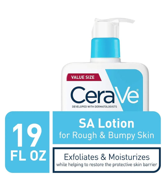 CeraVe SA-lotio vir droë en stamperige vel, Vitamien D, Hialuronsuur, Melksuur, Niasienamied en Salisielsuur, Sagte afskilfering (19 Oz)