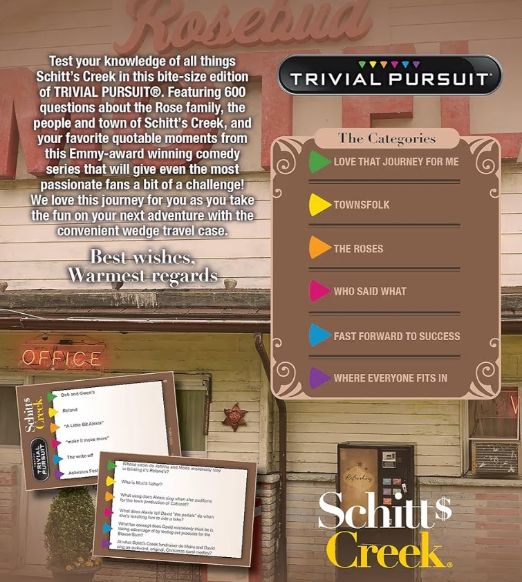 Trivial Pursuit Schitt's Creek Edition | Trivia Game Questions from Schitt's Creek | 600 Questions & Die in Travel Container | Officially Licensed Schitt's Creek Game
