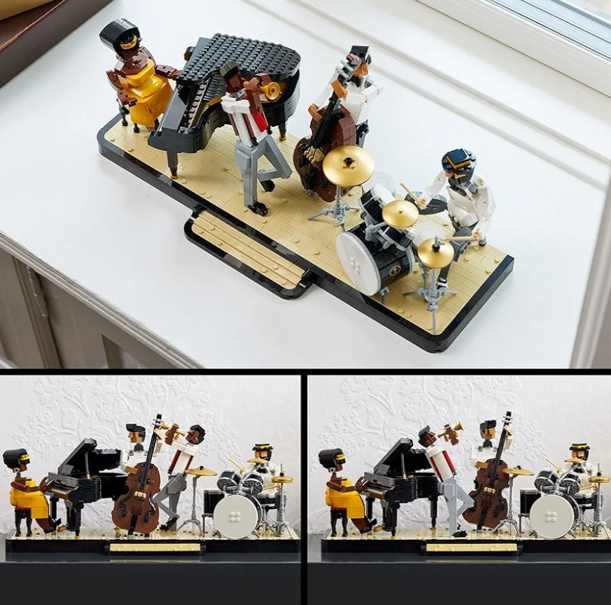 LEGO Ideas Jazz Quartet, Building Set Featuring Stage w/ 4 Band Musician Figures, Includes Piano, Double Bass, Trumpet, and Drum Kit Instruments, Great for Home Display, 21334