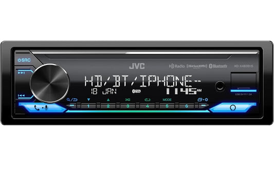JVC KD-X480BHS Multimedia Motor Stereo, Enkel Din, Ingeboude Amazon Alexa, Bloutand Oudio en Hands-vry Oproepe, MP3, USB, AUX-in, AM/FM Radio Ontvanger, SiriusXM Gereed, HD Radio