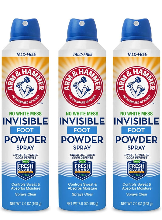 Arm & Hammer Onsigbare Voetpoeiersproei, Deursigtige Talkvrye Voetreuk- en Sweetbeheer Reukverwyderaar 207ml (3 Pak)