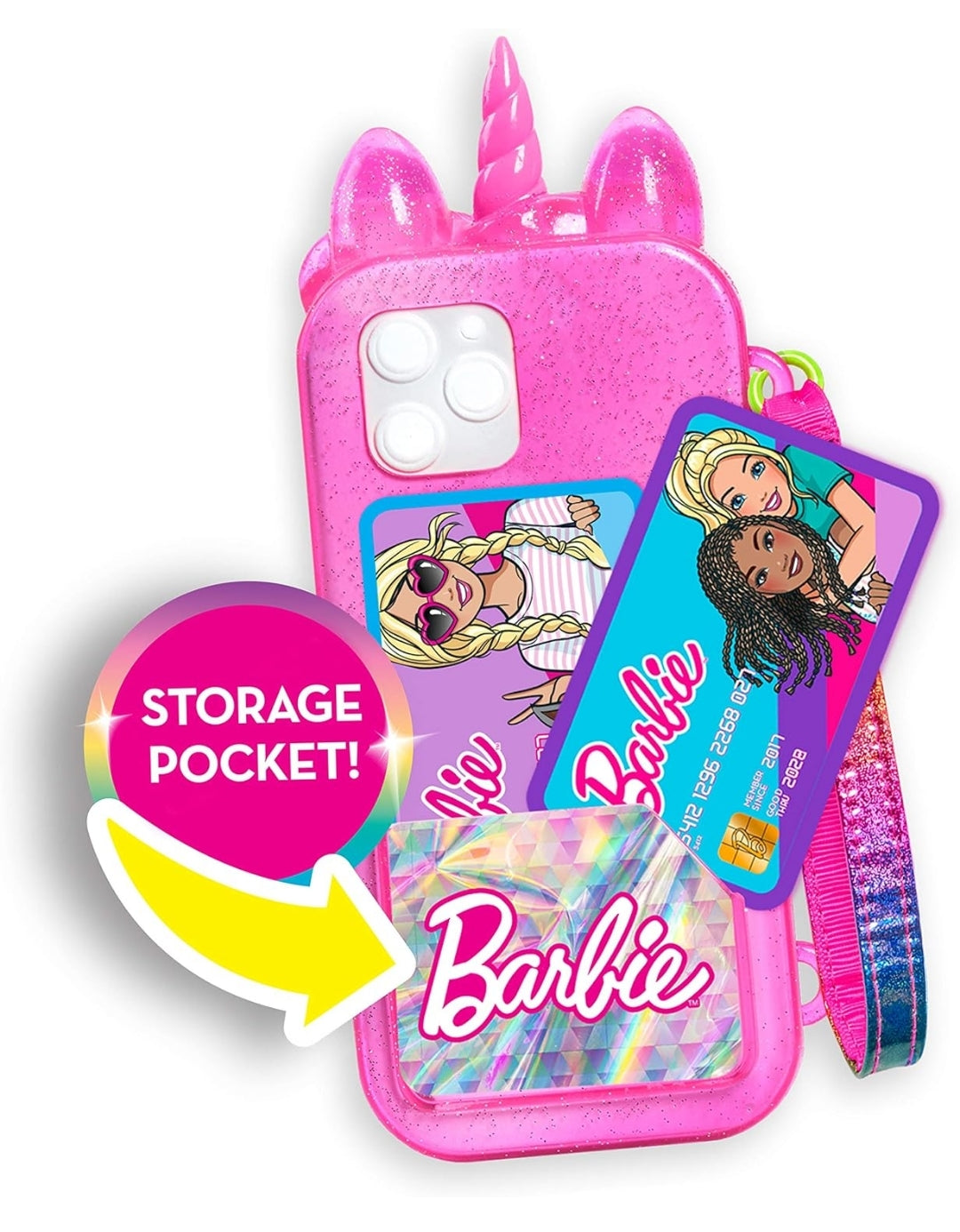 Barbie Unicorn Play Phone Set with Lights and Sounds, Unicorn Phone Case and Wristlet, Toy Cell Phone for Kids, Kids Toys for Ages 3 Up by Just Play