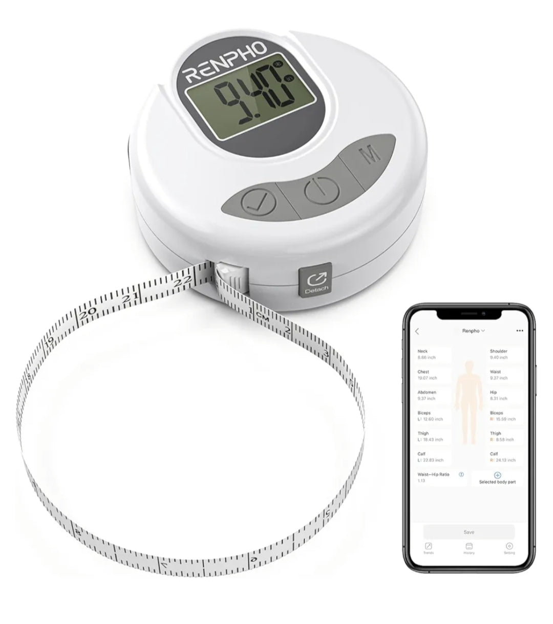 Bundle 8-Electrode Body Composition Scale with BMI and Body Bluetooth Smart Tape Measure with Lock Hook & Retractable Function