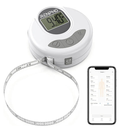 Bundle 8-Electrode Body Composition Scale with BMI and Body Bluetooth Smart Tape Measure with Lock Hook & Retractable Function