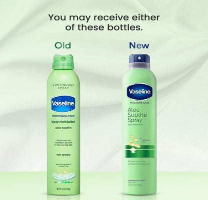 Vaseline Cocoa Radiant Spray + Aloe Soothe Spray Variety 2-Pack – Non-Greasy, Fast-Absorbing All-Over Moisturizer for Dry Skin, 6.5 Oz Ea