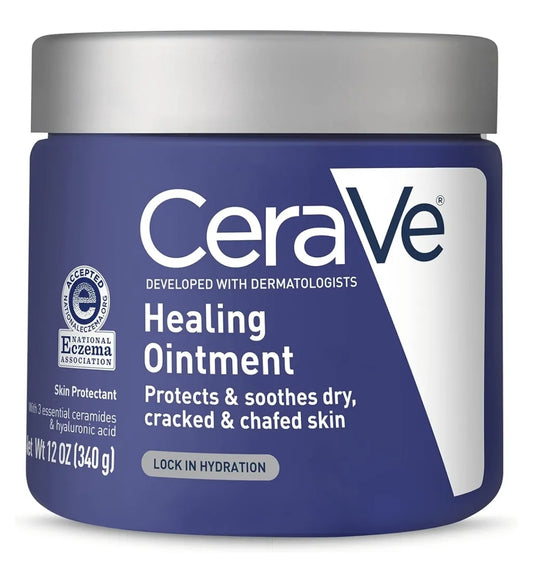 CeraVe Healing Ointment, Hydraterende Velbeskermer met Petrolatum, Hialuroonsuur en Skeramiede, Sonder Geur en Sonder Lanolien (340 g)