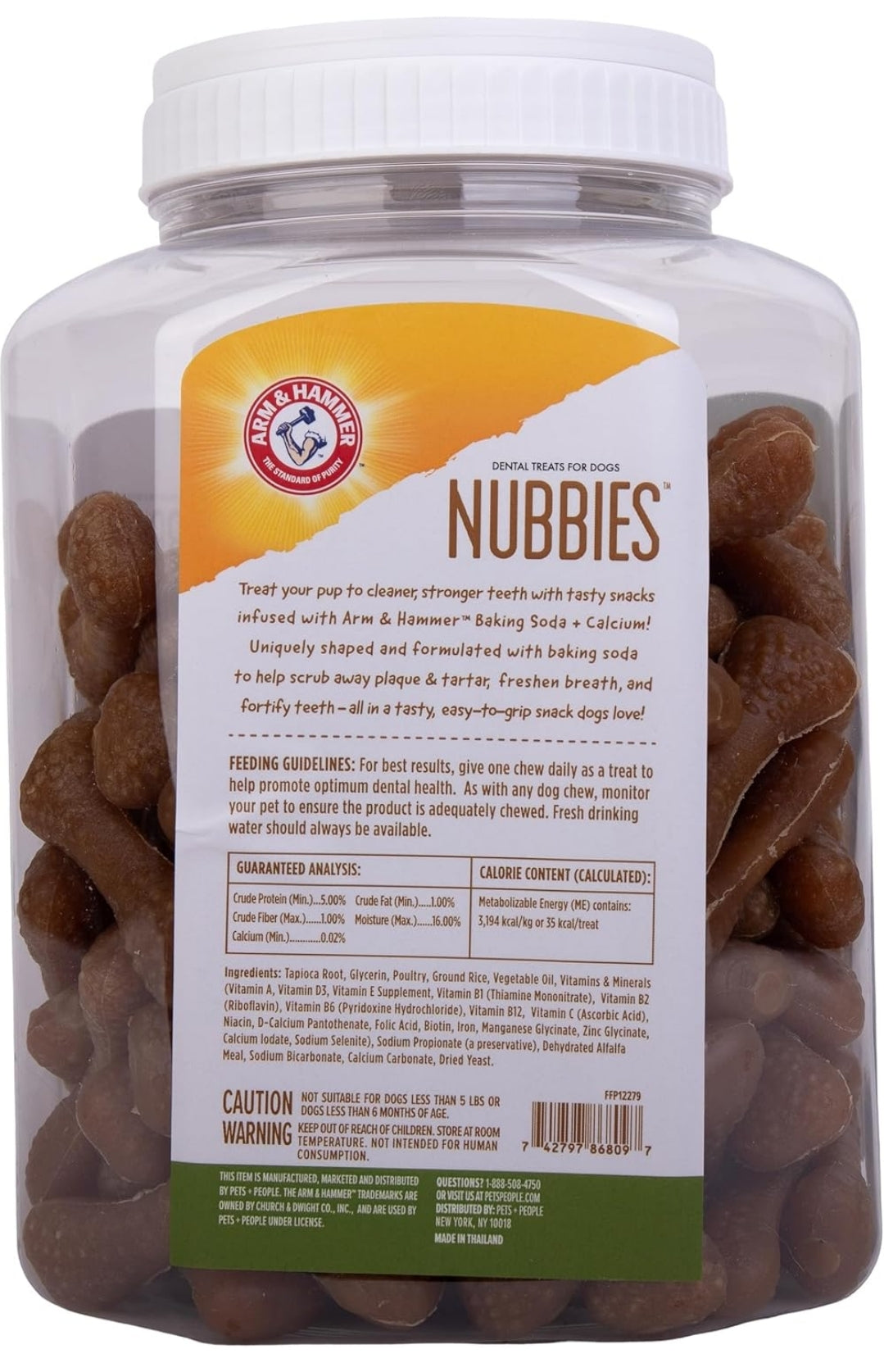 Arm & Hammer for Pets Nubbies Dental Treats for Dogs with Baking Soda and Calcium, Treat Chews Help Fight Bad Breath, Plaque & Tartar, Chicken, Value Bucket, 139 Pcs (Packaging may vary)