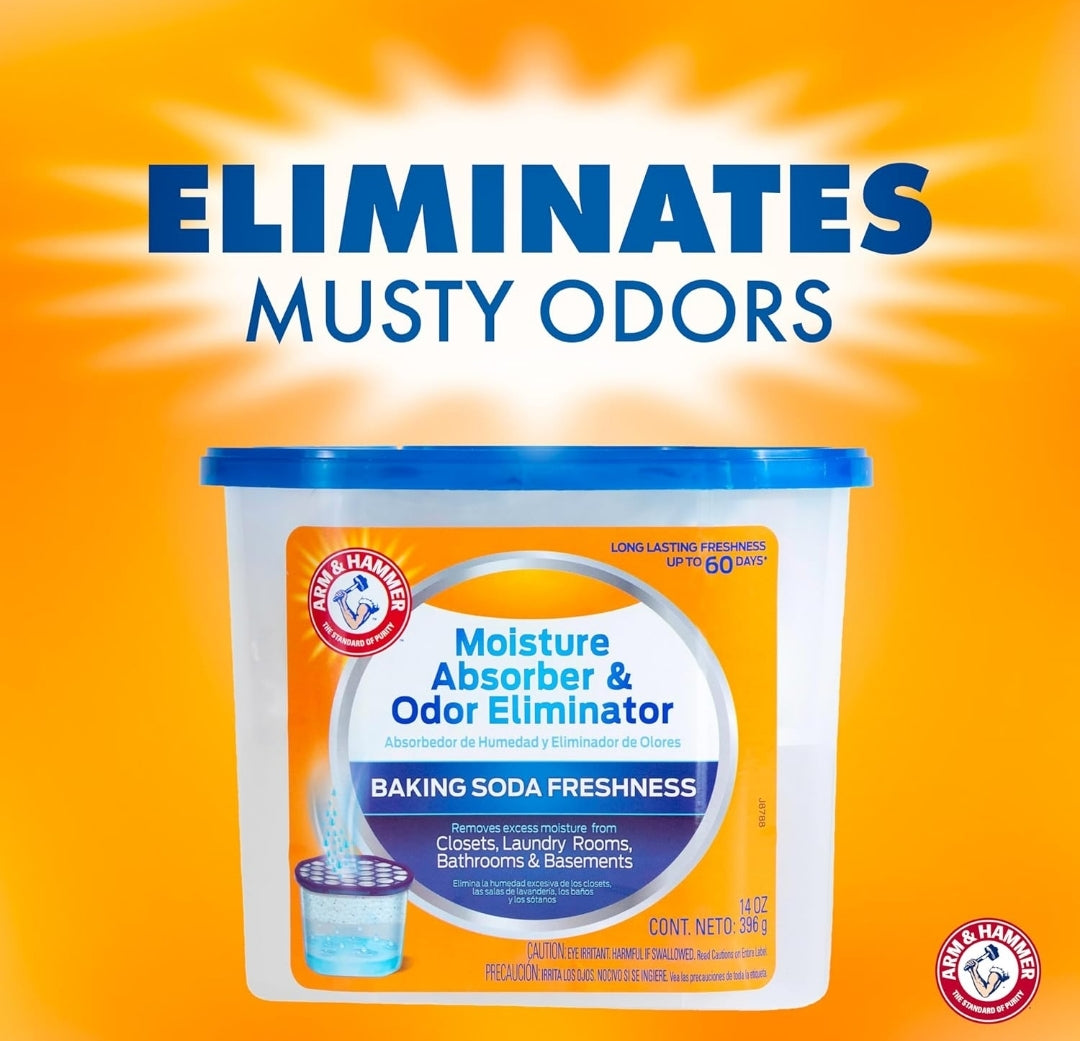Arm & Hammer Fragrance Free Moisture Absorber and Odor Eliminator (14 oz. Tub 3ct) Trap Excess Moisture