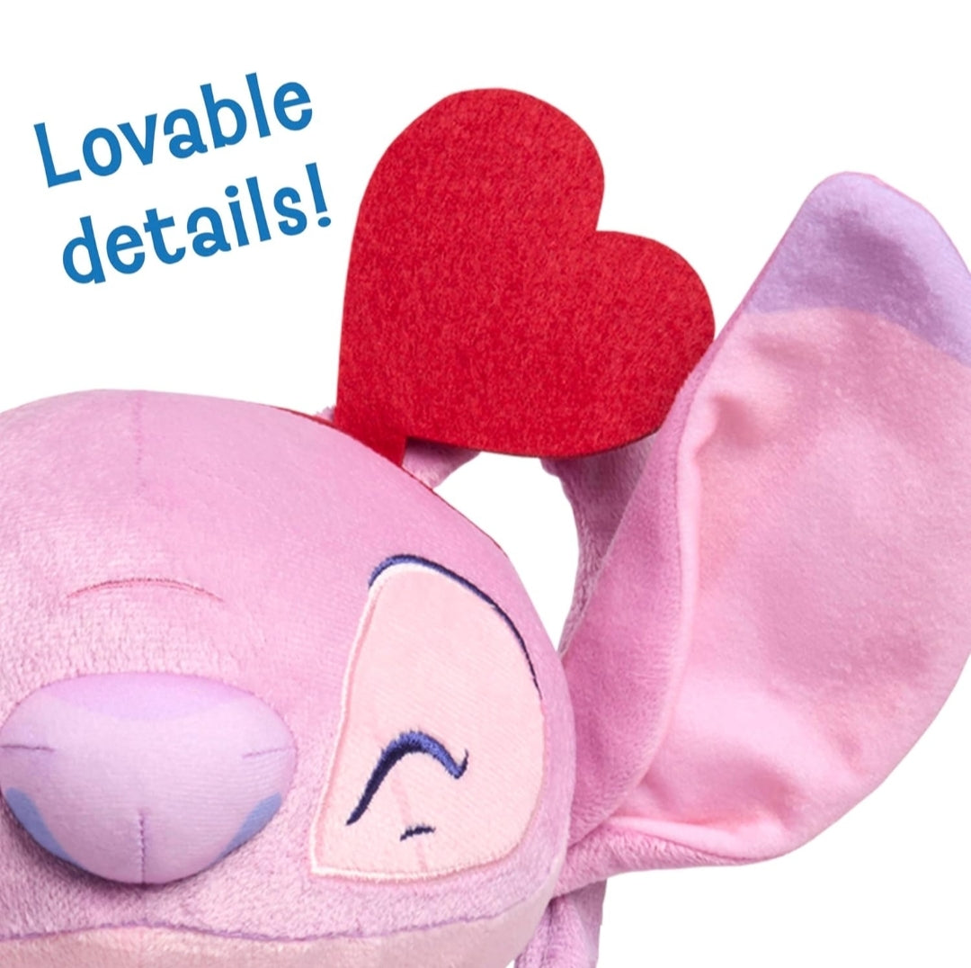 Just Play Disney Stitch Valentine Large 10-inch Plush Angel Stuffed Animal, Soft Material, Pink, Kids Toys for Ages 2 Up