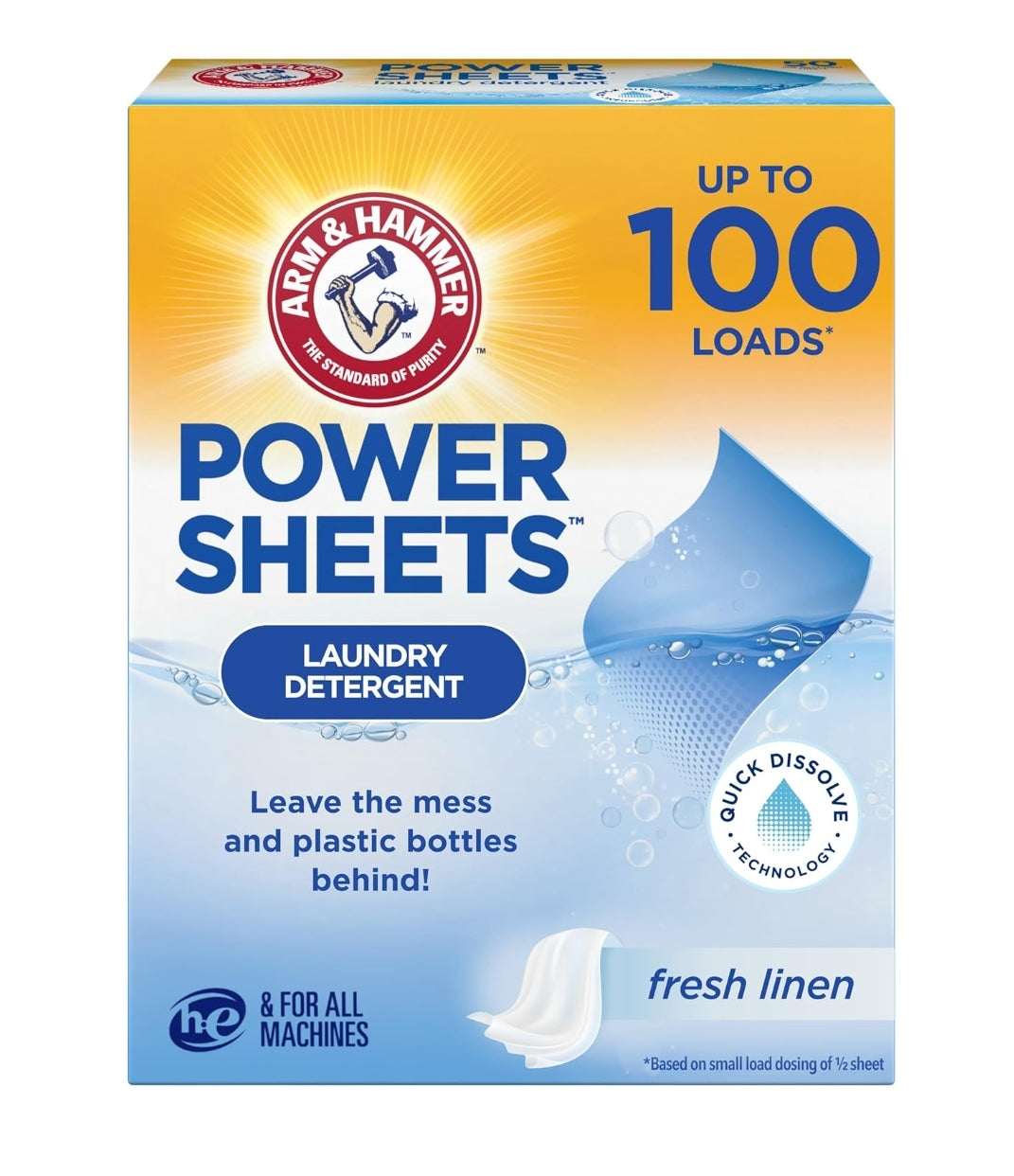 Arm & Hammer Power Sheets Laundry Detergent - Fresh Linen (50ct) (Packaging may vary)
