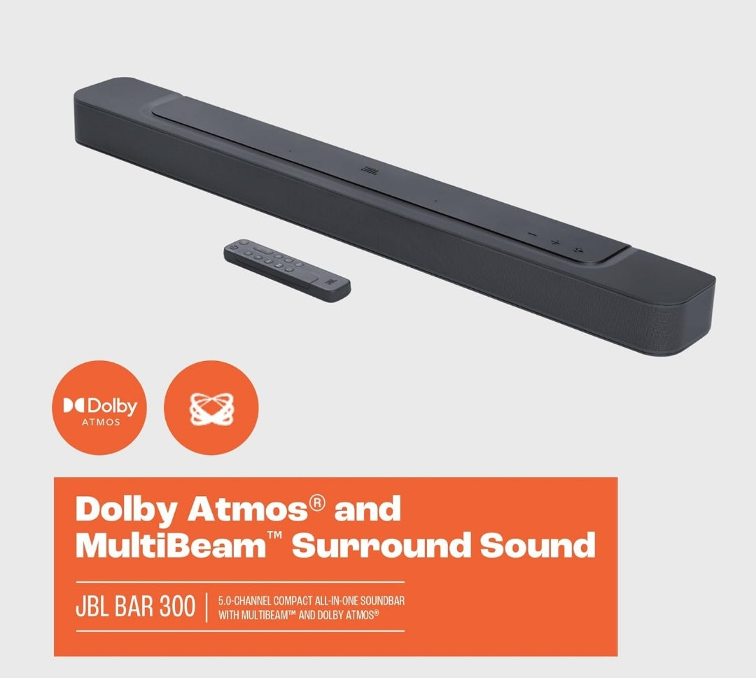JBL Bar 300: 5.0-Channel Compact All-in-one soundbar with MultiBeam™ - Black