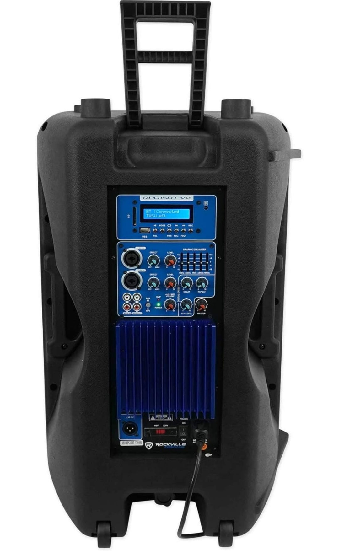 Rockville RPG12BT V2 12" Powered 800W DJ PA Speaker with Bluetooth, Remote, EQ, 2 Inputs, Deep Bass - Black