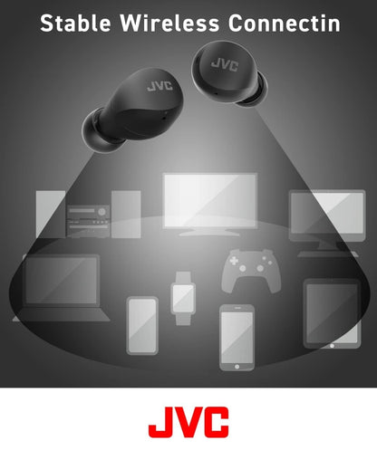JVC Kompakte en Liggewig Gumy Mini Ware Draadlose Oorfone, Lang Batterylewe (tot 23 Uur), Klank met Neodymium Magneet Drywer, Waterweerstand (IPX4) - HAA6TB (Swart)