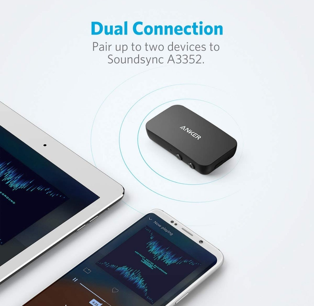 Anker Soundsync Bluetooth Receiver for Music Streaming with Bluetooth 5.0, Dual Device Connection, Handsfree Calls, 12-Hour Battery Life, for Car & Home Stereo - Signal Reception Only