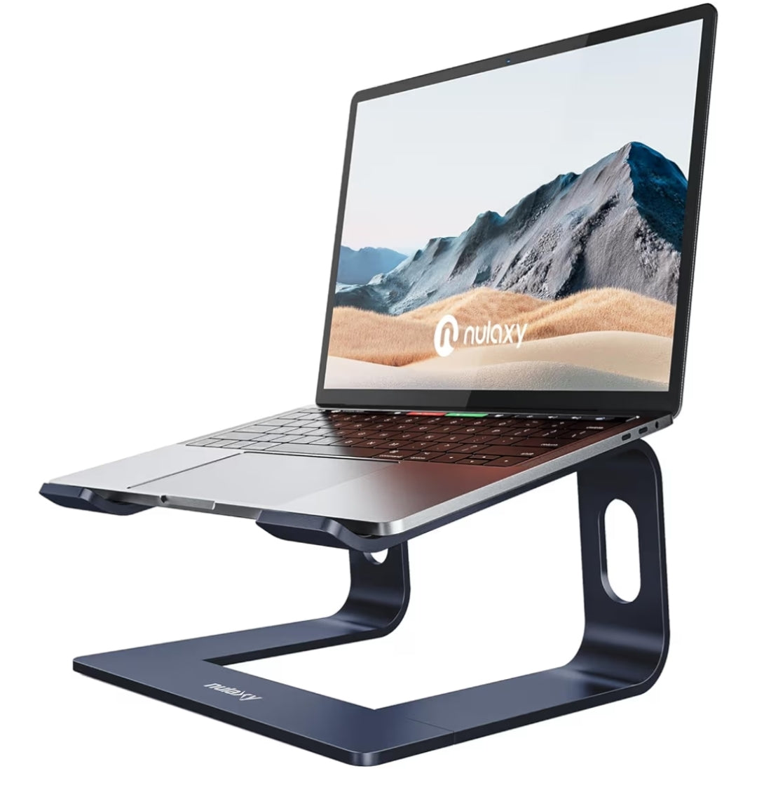 Ergonomiese Aluminium Skootrekenaarstaander, Afneembare Verhogerhouer Versoenbaar met MacBook Air Pro, Dell XPS, HP, Lenovo 10-15.6” (G-Blou)