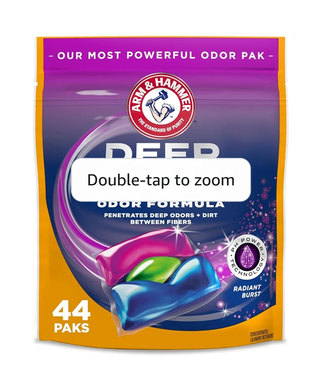 ARM & HAMMER Deep Clean Odor Formula Laundry Detergent Power Paks - Radiant Burst Scent (44 CT)