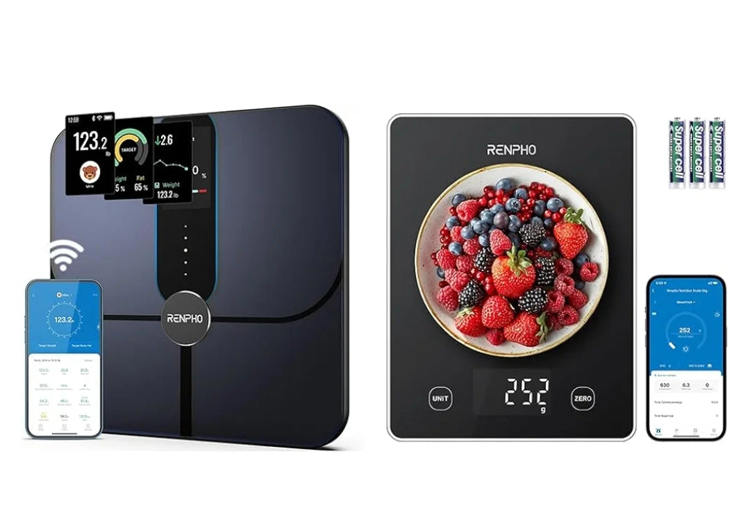 Food Scale, Smart Scale, Body Fat Scale with TFT LCD, Scale for Body Weight with 18 Metrics