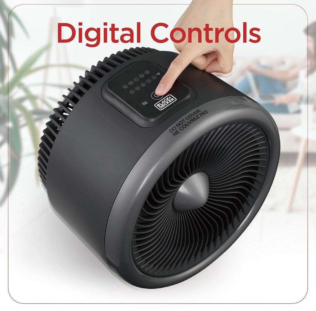 BLACK+DECKER Ruimteverwarmer 1500W, Vlamlose Draagbare Verwarmer met Oorverhittingsbeskerming