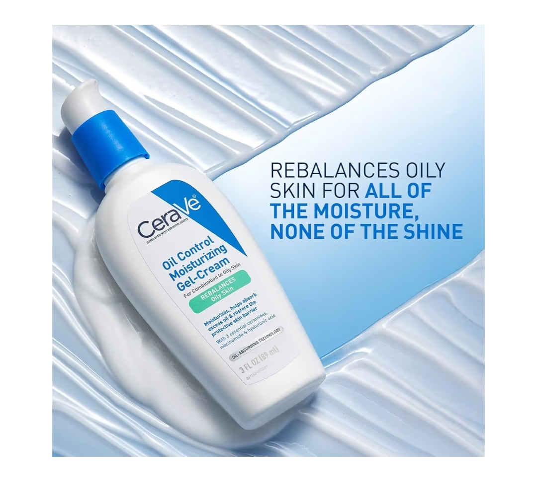 CeraVe Oil Control Moisturizing Gel-Cream, Face Moisturizer for Oily Skin, Niacinamide, Hyaluronic Acid Non-Comedogenic, Fragrance Free & Oil-Free