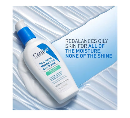 CeraVe Oliebeheer Bevogtigende Gel-room, Gesigbevogtiger vir Olierige Vel, Niasienamied, Hialuronzuur Nie-komedogenies, Geurvry & Olievry
