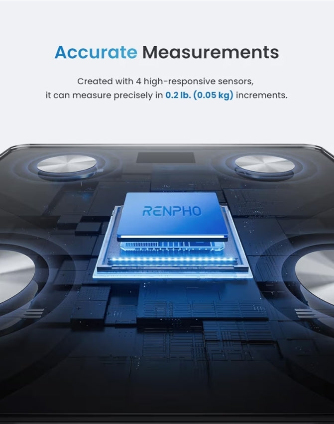 Body Fat Scale and Smart Tape Measure Body via Bluetooth Smartphone App