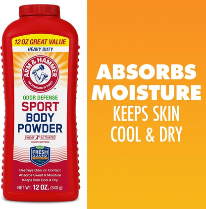 Arm & Hammer Sport Body Powder Talc Free, Aluminum Free Odor Defense w/ Baking Soda (3 Pack)