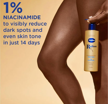 Vaseline Radiant X Even Tone Nourishing Body Lotion With 1% Niacinamide, Coconut Oil, Vitamin C, & Peptides 11 oz