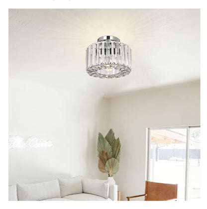 Moderne semi-ingeboude plafonlig Mini-kroonkandelaar Kristal, Ligfiksels Ingeboude
