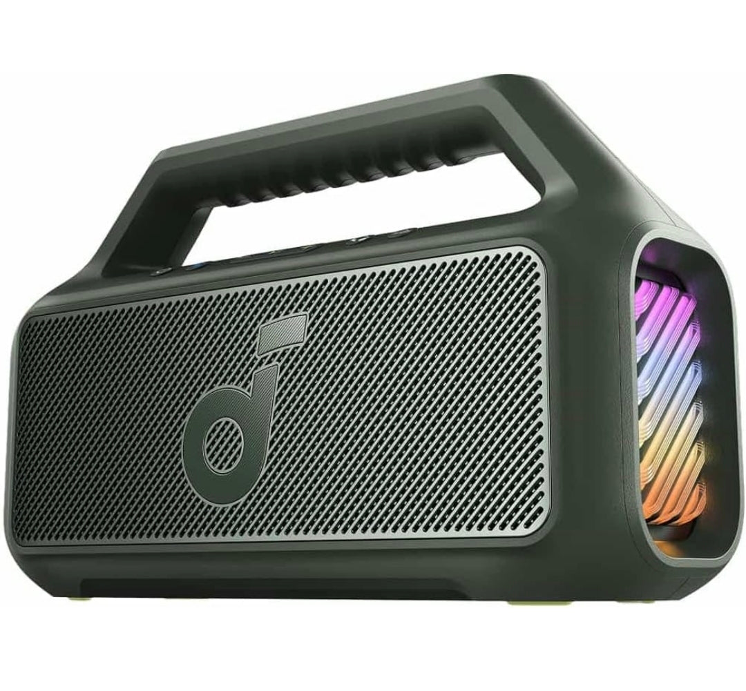 Soundcore Boom 2 By Anker, Outdoor Speaker, 80W, Subwoofer, BassUp 2.0, 24H Playtime, IPX7 Waterproof, Floatable, RGB Lights, USB-C, Custom EQ, Bluetooth 5.3, Portable for Camping, Beach, and Backyard