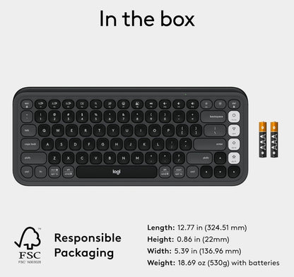 Logitech POP ICON Keys Draadlose Bluetooth-sleutelbord, Gerieflike Tik, Programmeerbare Sleutels, Maklik-Wissel tussen tot 3 Toestelle, vir Skootrekenaar, Tablet, PC – Grafiet en Wit