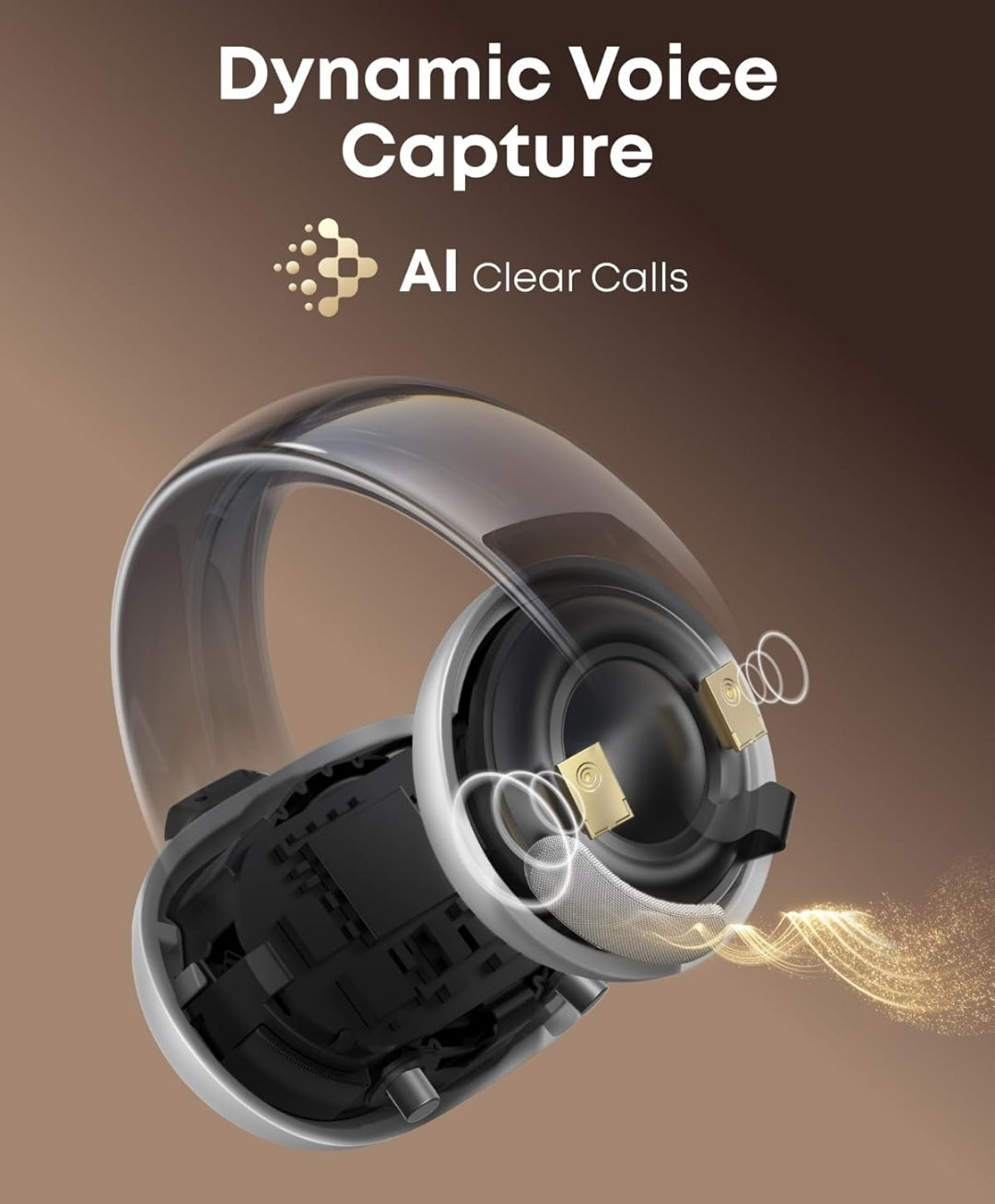 Soundcore AeroClip by Anker, Open-Ear Earbuds, Clip-On Headphones, Adaptive Comfort, Clear Calls with 4 Mics and AI, Stable Fit, 12mm Drivers for Powerful Bass, Hi-Res, Open-Ring Design