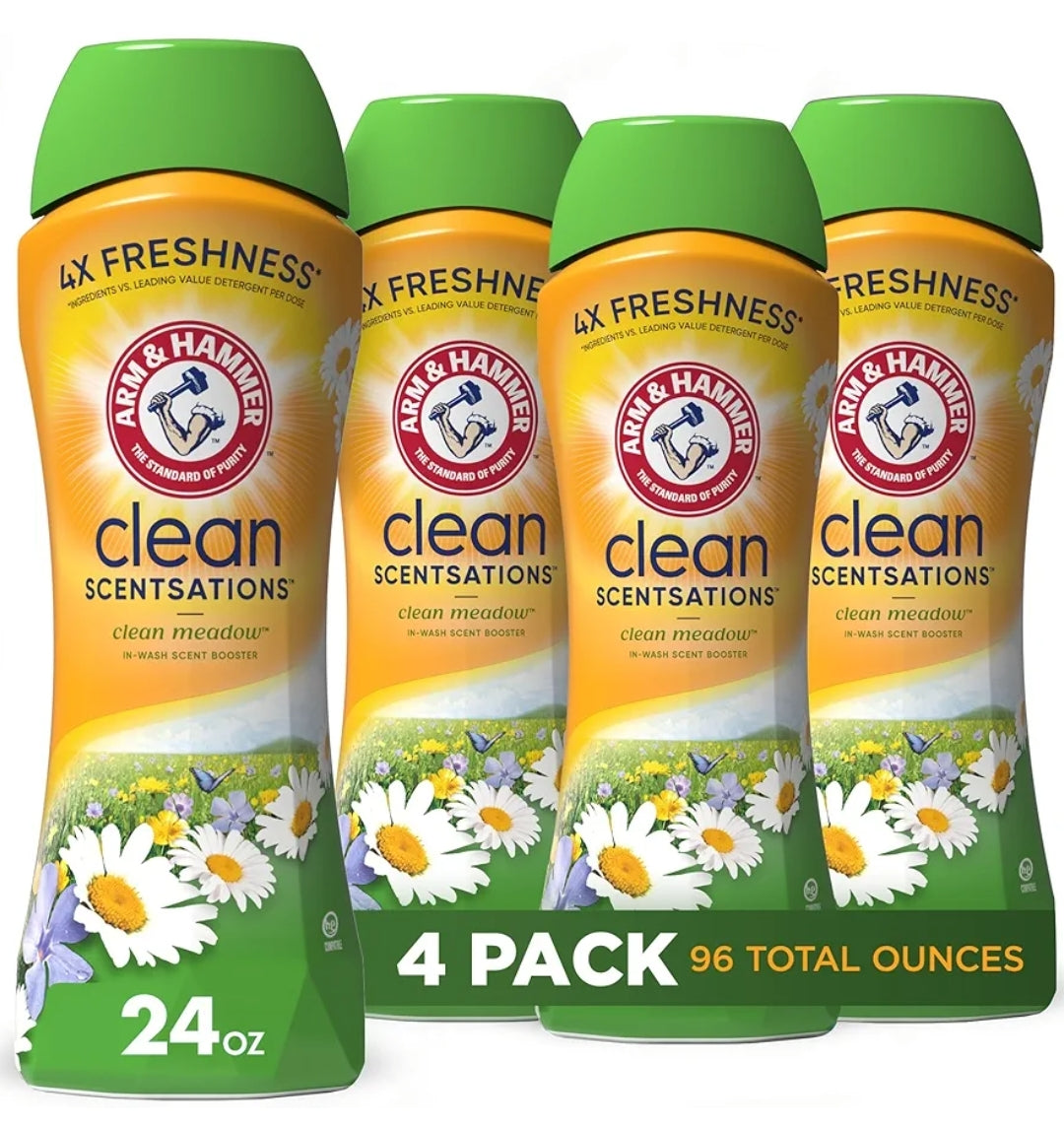 Arm & Hammer Clean Scentsations In-Wash Scent Booster - Clean Meadow 24 oz, Pack of 4